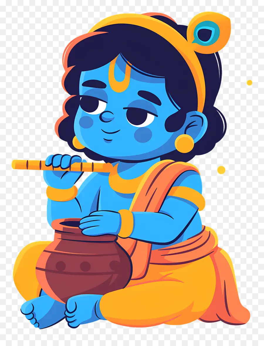 Bébé Krishna，Enfant Bleu Avec Flûte PNG