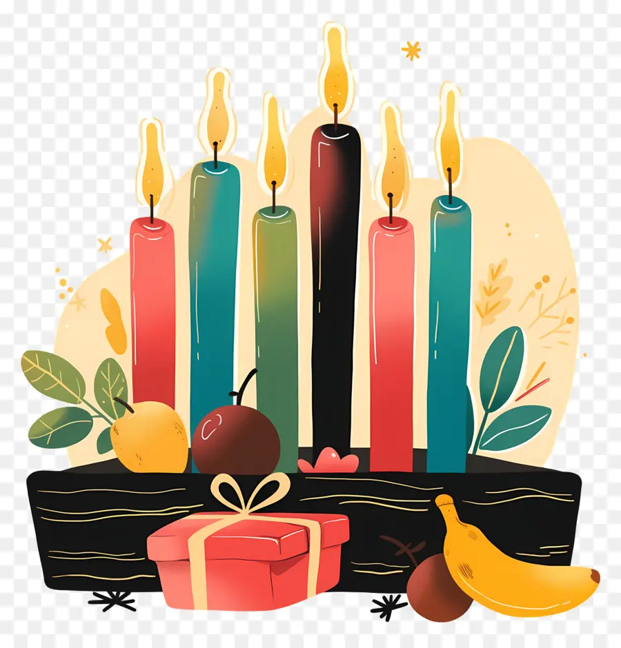 Joyeux Kwanzaa，Bougies Colorées PNG