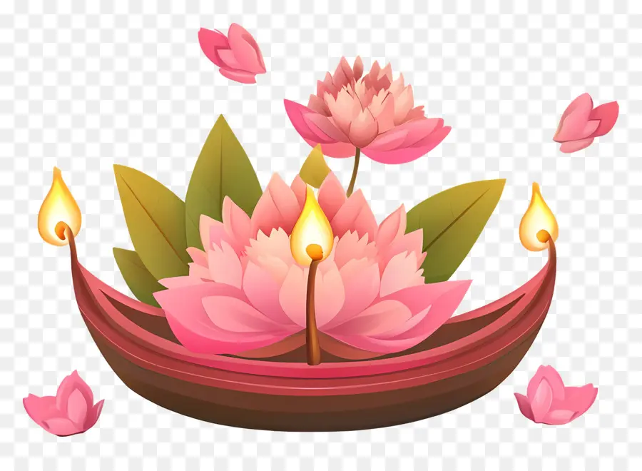 Joyeux Karthika Purnima，Lotus Et Bougies PNG