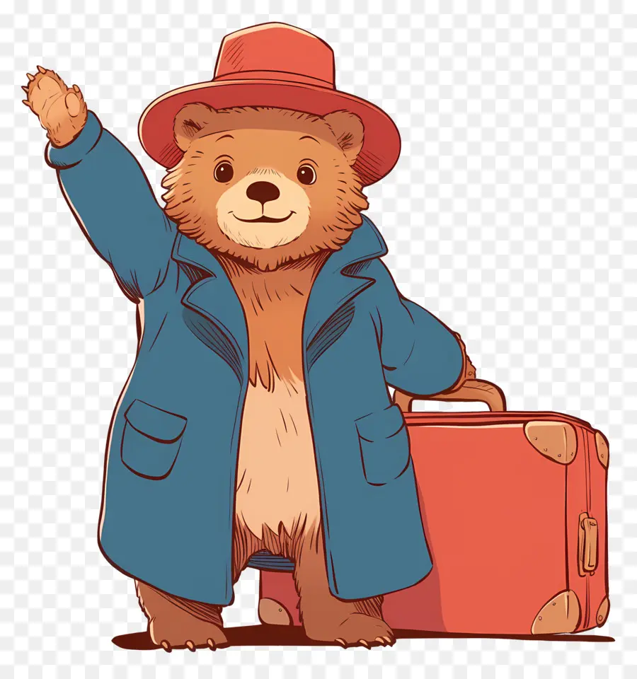 Paddington，Ours Avec Chapeau Rouge Et Valise PNG