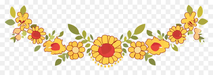 Guirlande De Fleurs Indiennes，Bordure Florale PNG