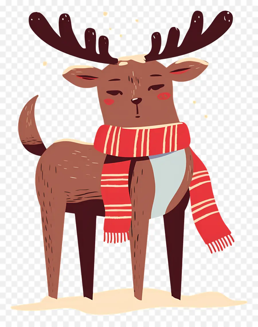 Cerf De Noël，Renne Avec écharpe Colorée PNG