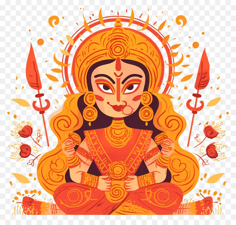 Dussehra，Illustration De La Déesse Ardente PNG