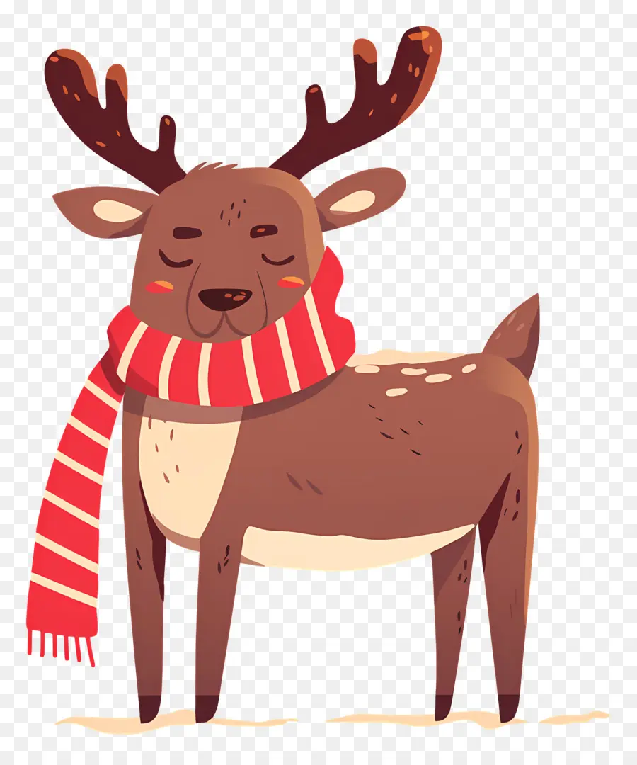 Cerf De Noël，Renne Avec écharpe Bleue PNG