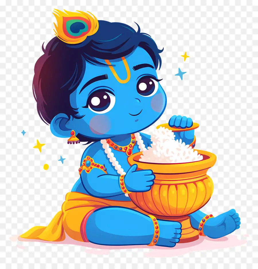 Bébé Krishna，Enfant Bleu Avec Pot PNG