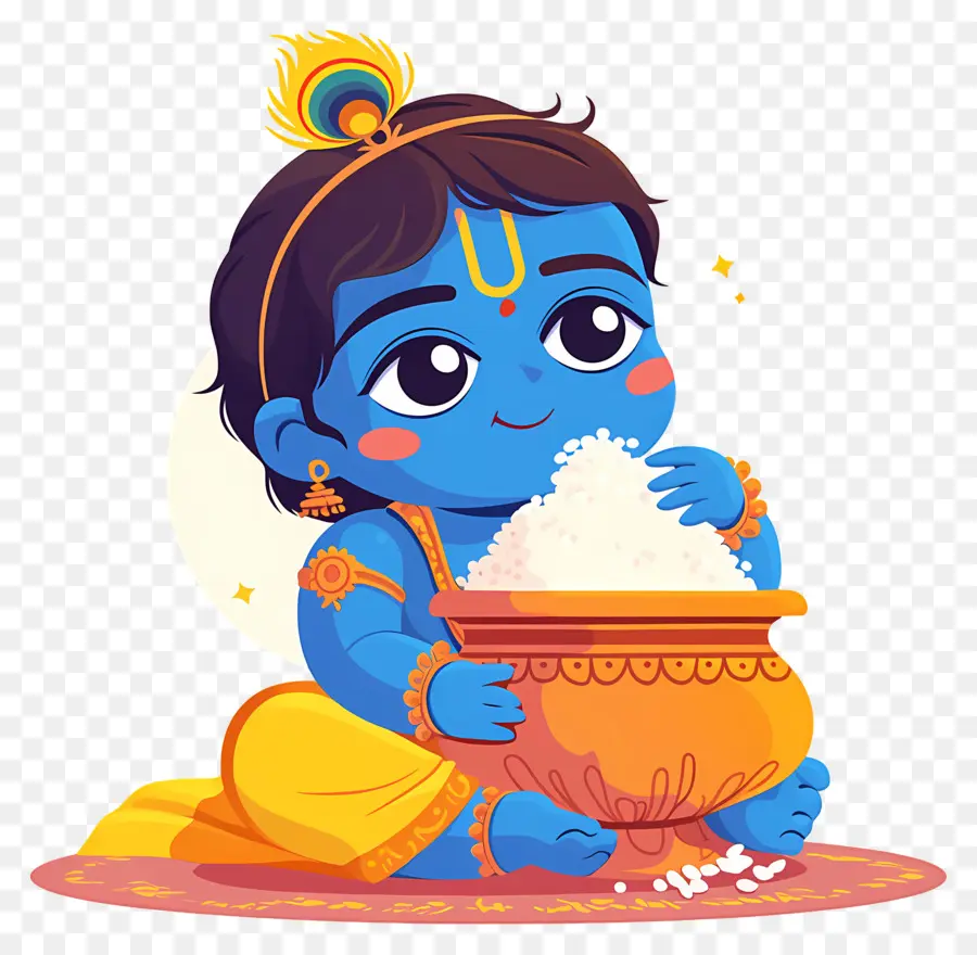 Bébé Krishna，Enfant Bleu Avec Pot PNG