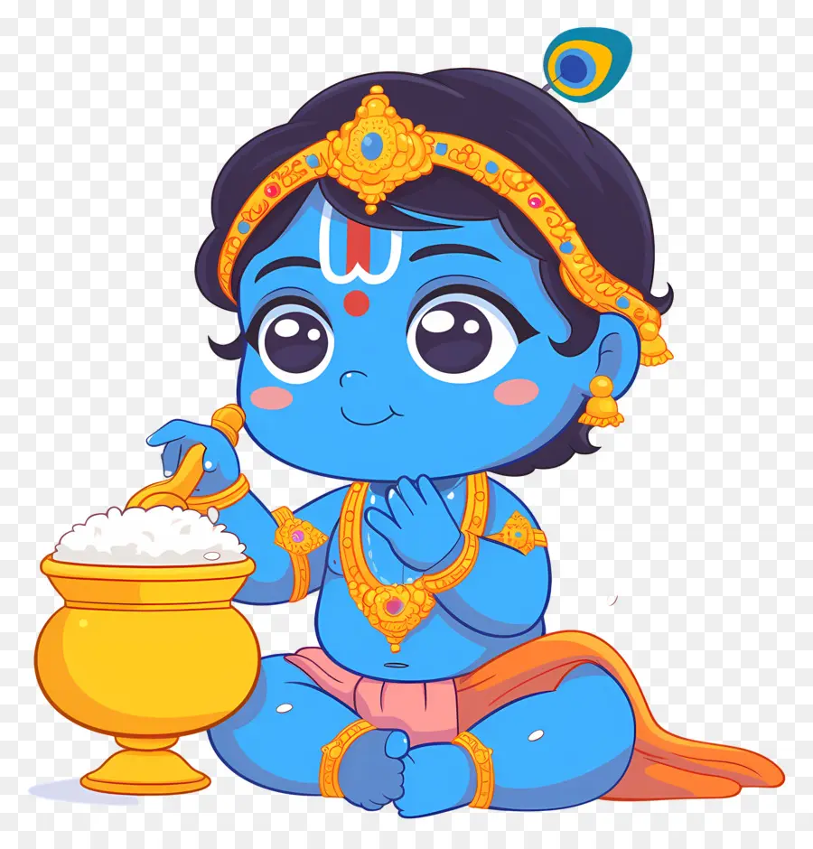 Bébé Krishna，Enfant Bleu Avec Pot PNG