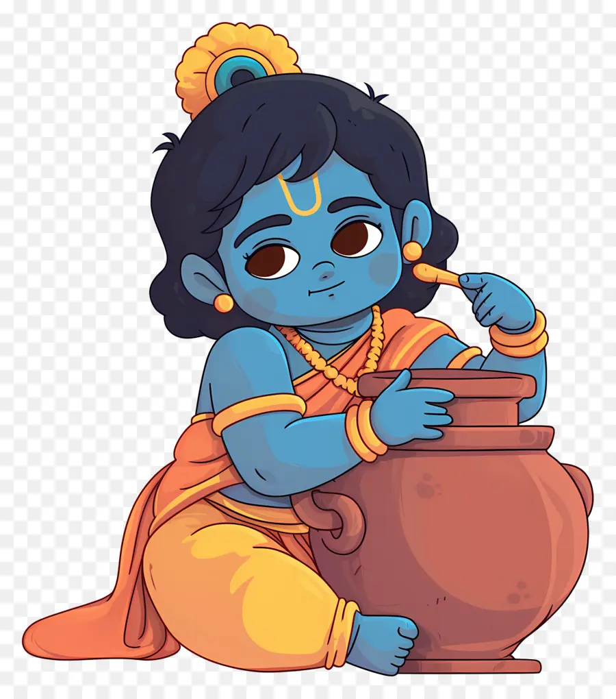 Bébé Krishna，Enfant Bleu Avec Pot PNG