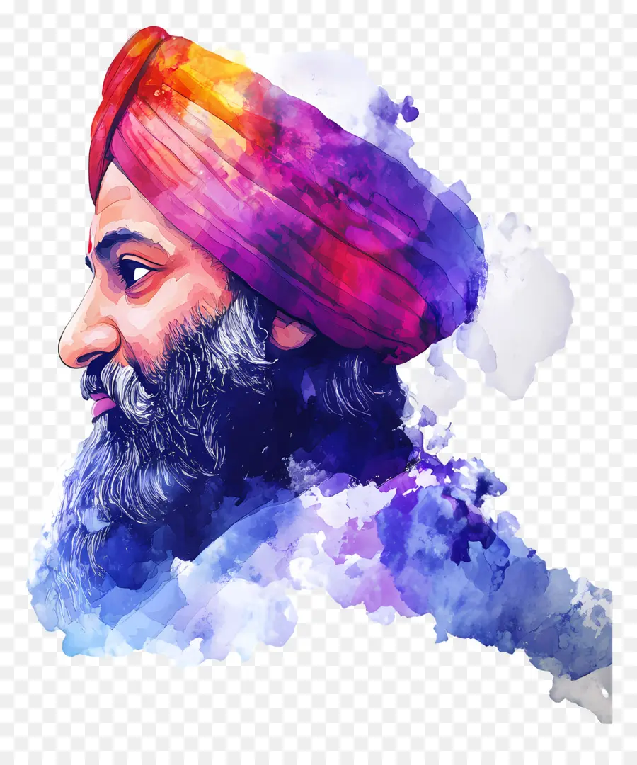 Gourou Nanak Jayanti，Portrait à L'aquarelle PNG