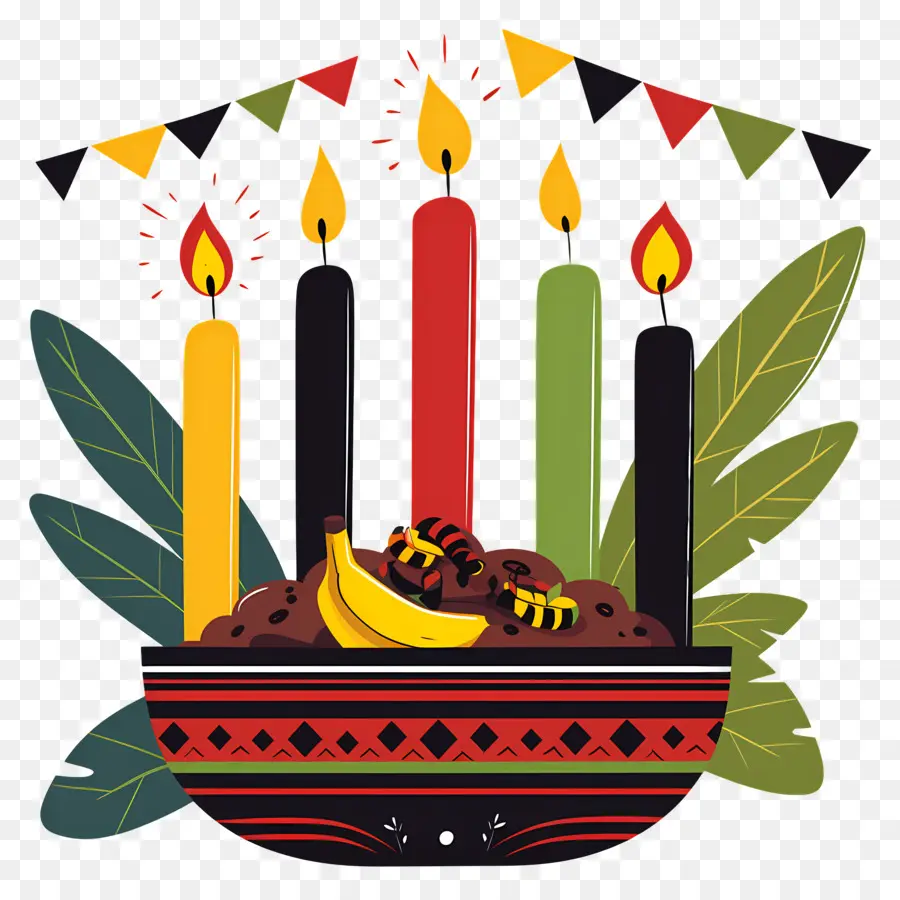 Joyeux Kwanzaa，Bougies Dans Un Bol PNG