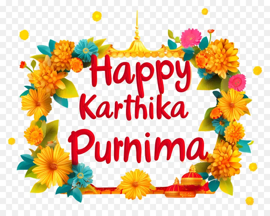 Karthika Purnima，Cadre Floral PNG