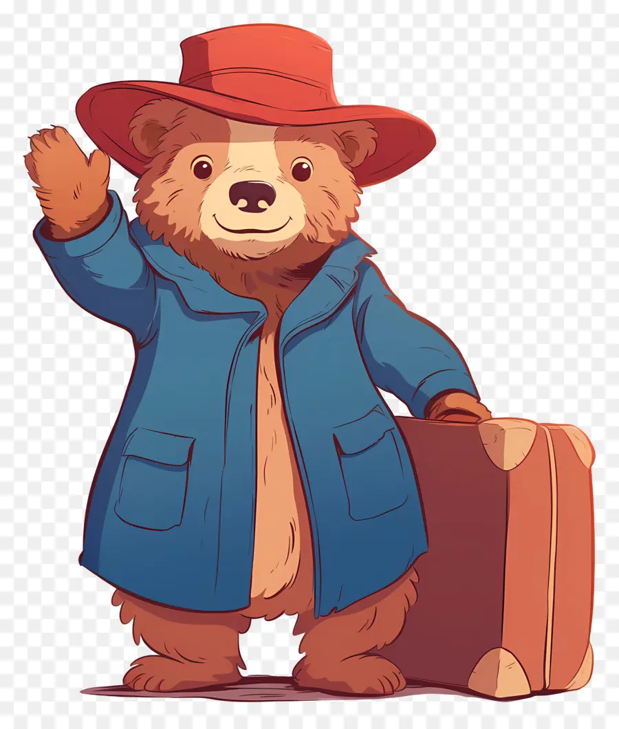 Paddington，Ours Avec Chapeau Rouge Et Valise PNG