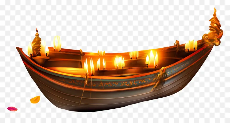 Joyeux Karthika Purnima，Bateau Traditionnel Avec Lampes PNG