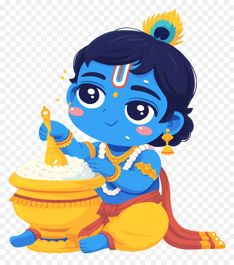 Bébé Krishna，Enfant Bleu Avec Pot PNG