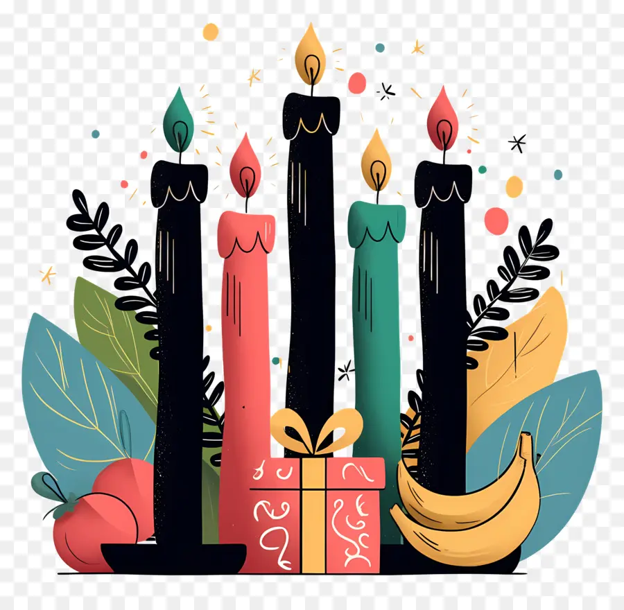 Joyeux Kwanzaa，Bougies Colorées PNG