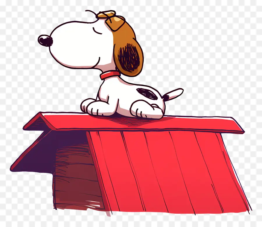 Snoopy Dort，Chien De Dessin Animé Sur La Maison Rouge PNG