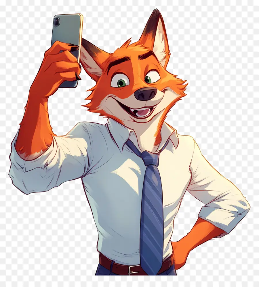 Nick Wilde，Renard Prenant Un Selfie PNG