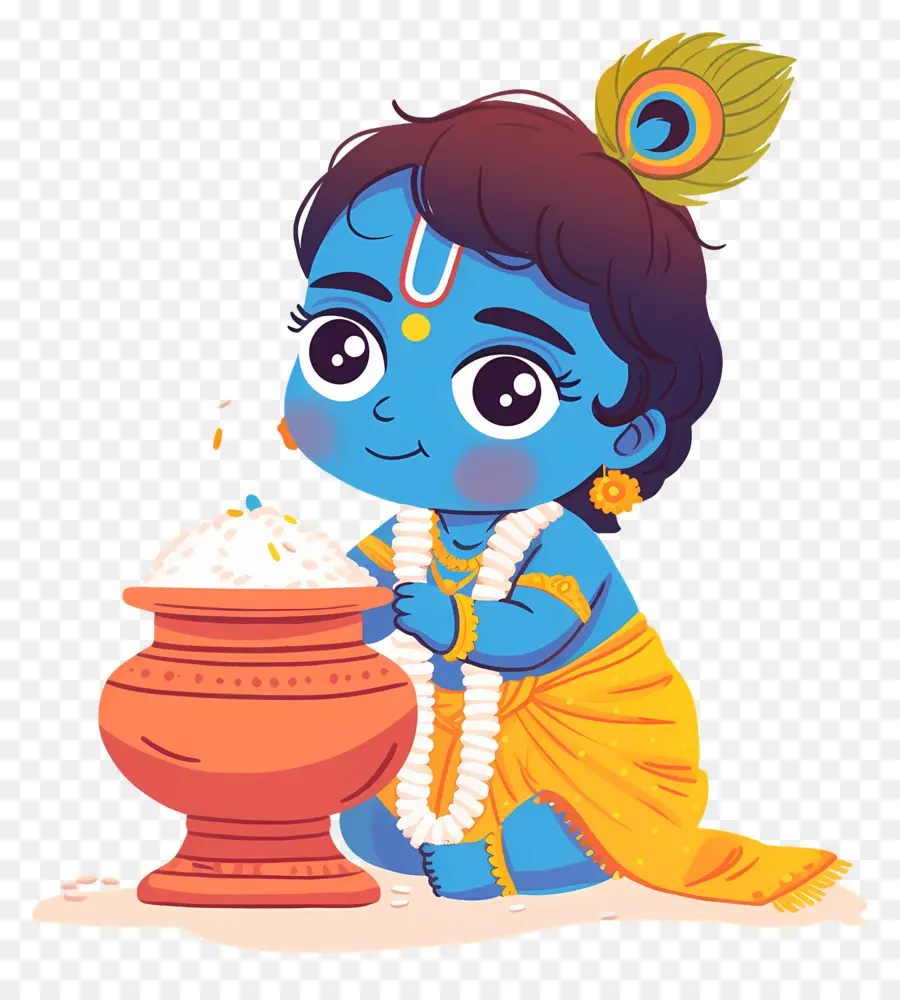 Bébé Krishna，Enfant Bleu Avec Pot PNG