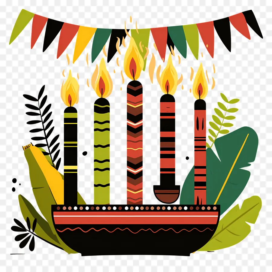 Joyeux Kwanzaa，Bougies Dans Un Bol PNG