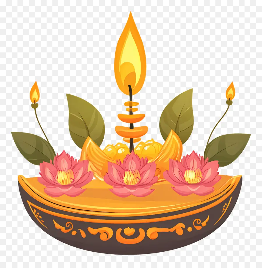 Karthika Purnima，Bougies Lotus PNG