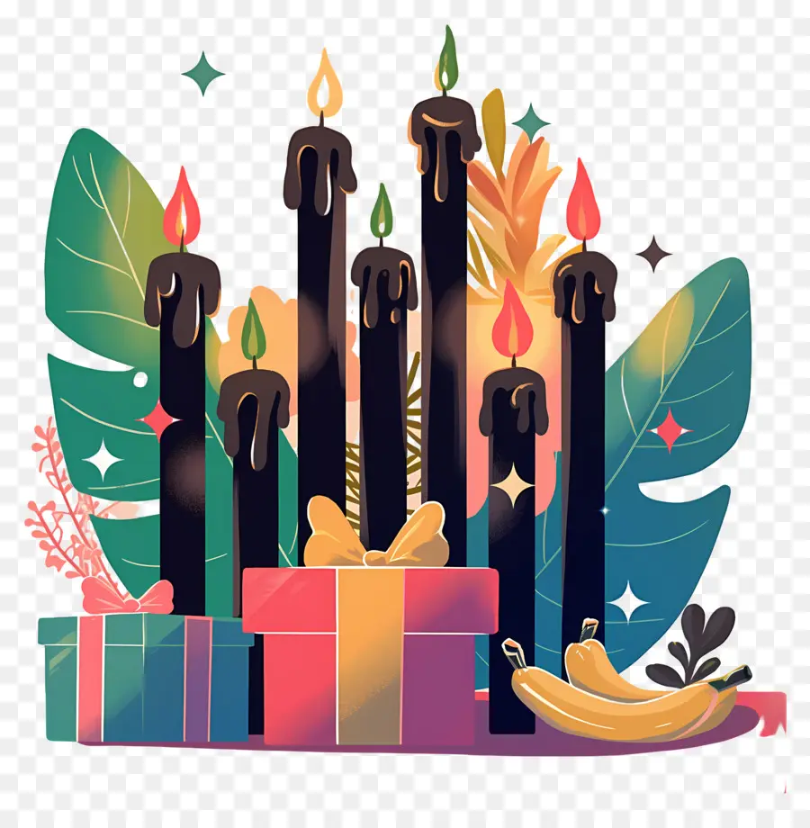 Joyeux Kwanzaa，Bougies Noires PNG