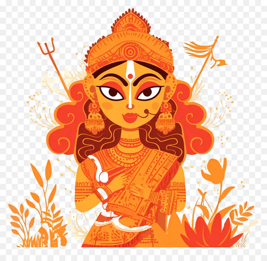 Dussehra，Déesse Orange PNG