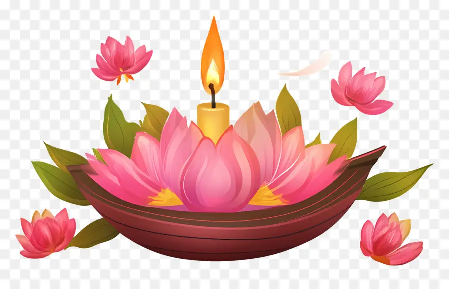 Karthika Purnima，Lotus Et Bougies PNG