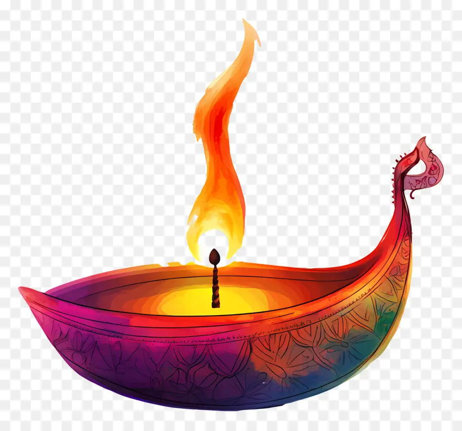 Karthika Purnima，Diya Colorée PNG