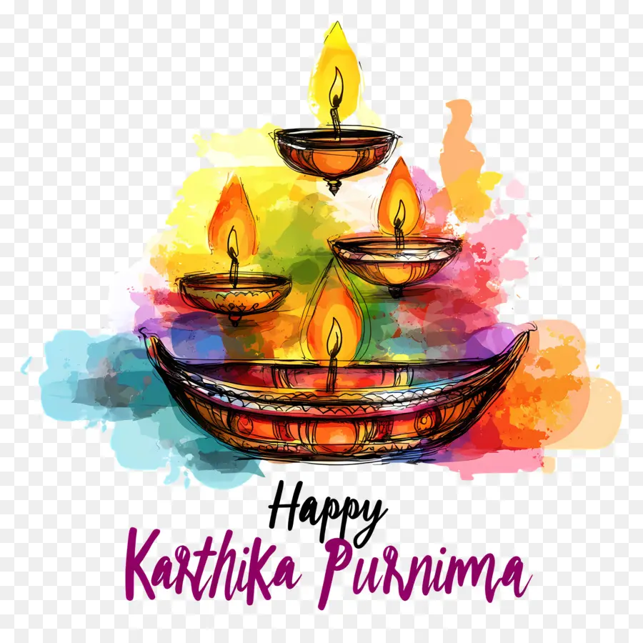 Karthika Purnima，Diyas Colorées PNG