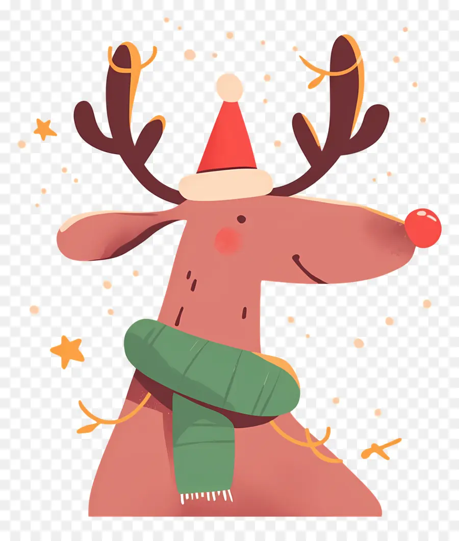 Cerf De Noël，Renne Avec Bonnet De Noel PNG