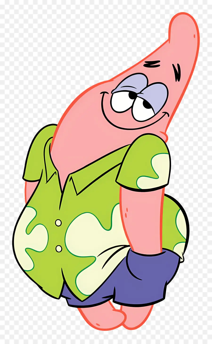 Patrick Étoile，Étoile De Mer Rose En Chemise Verte PNG