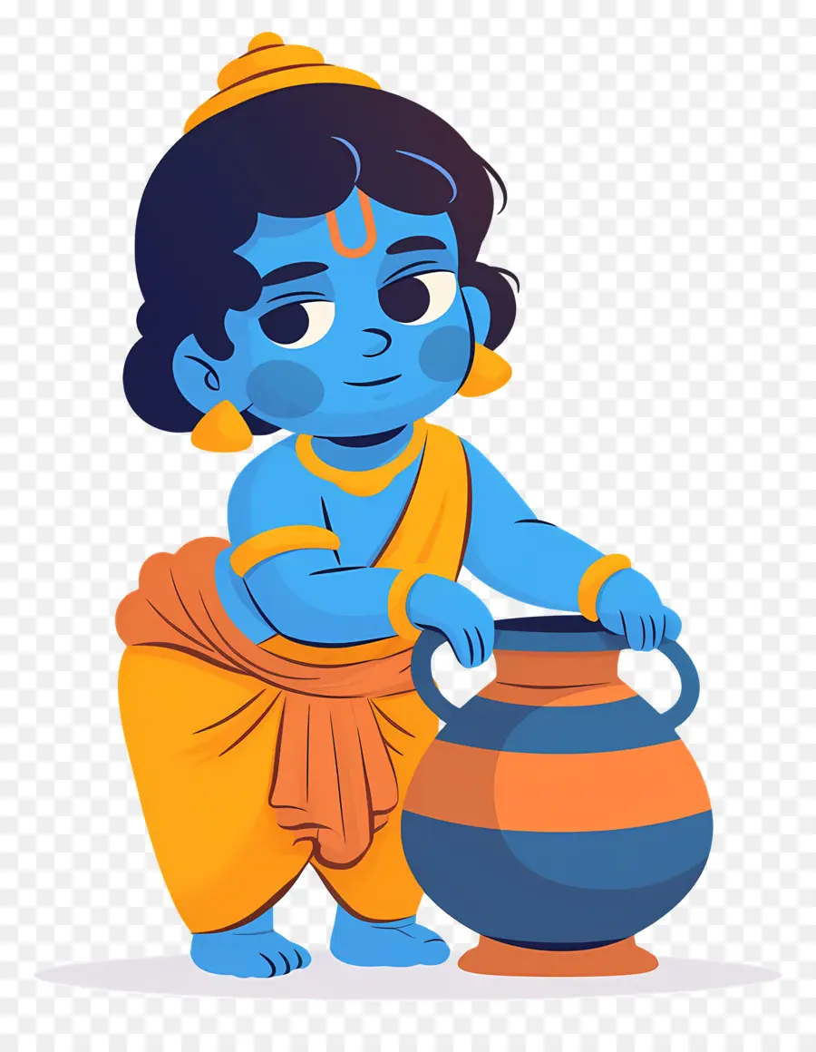 Bébé Krishna，Enfant Bleu Avec Pot PNG