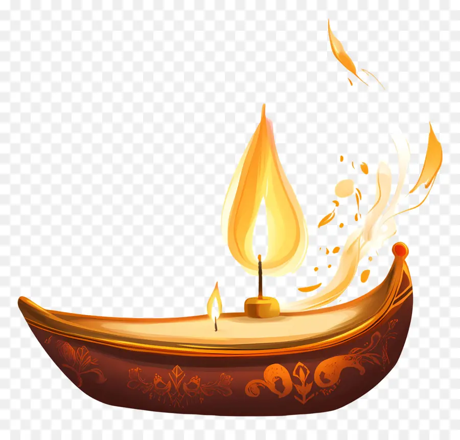 Joyeux Karthika Purnima，Lampe Diya Simple PNG