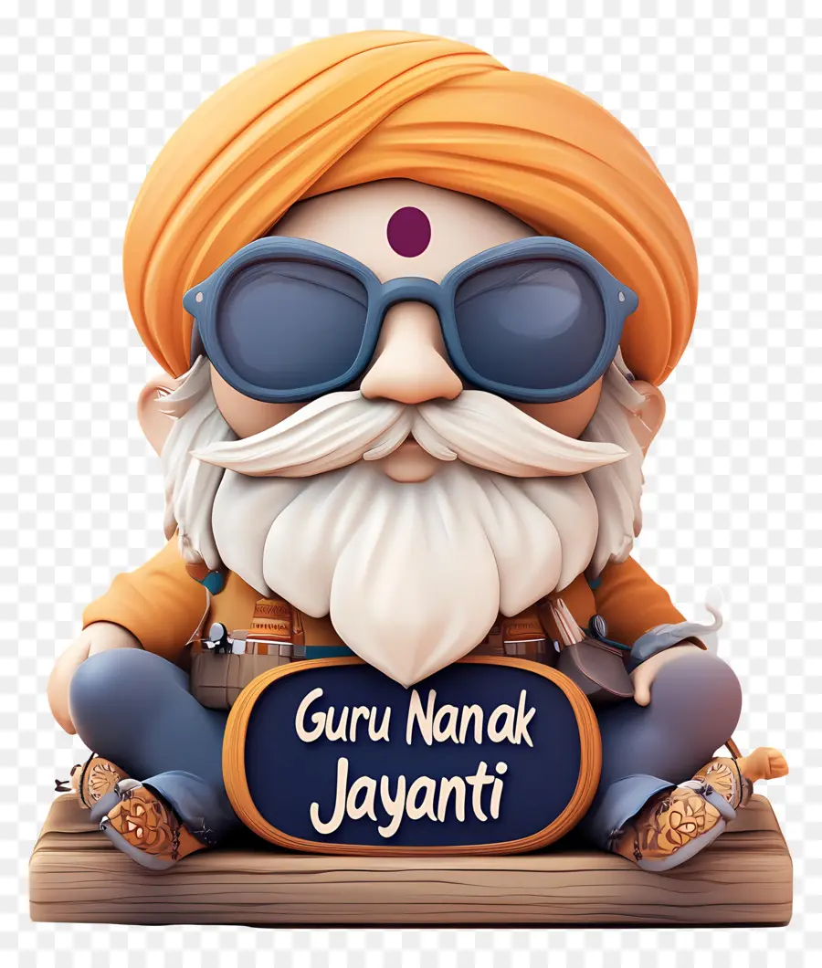 Gourou Nanak Jayanti，Personnage De Dessin Animé Avec Des Lunettes De Soleil PNG