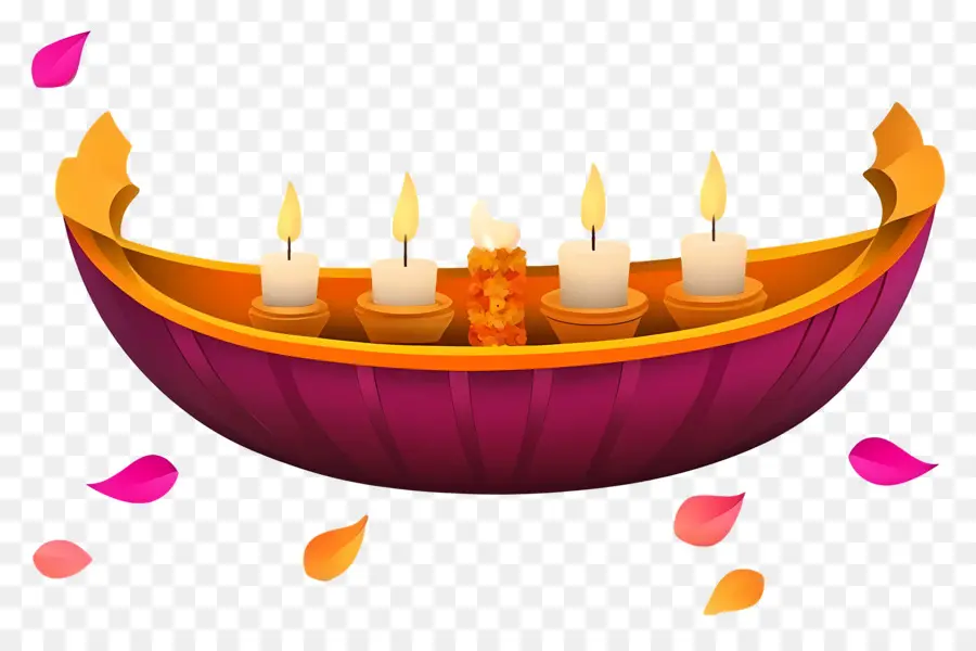 Karthika Purnima，Bateau Décoratif Avec Bougies PNG