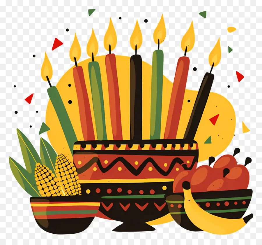 Joyeux Kwanzaa，Bougies Dans Un Bol PNG