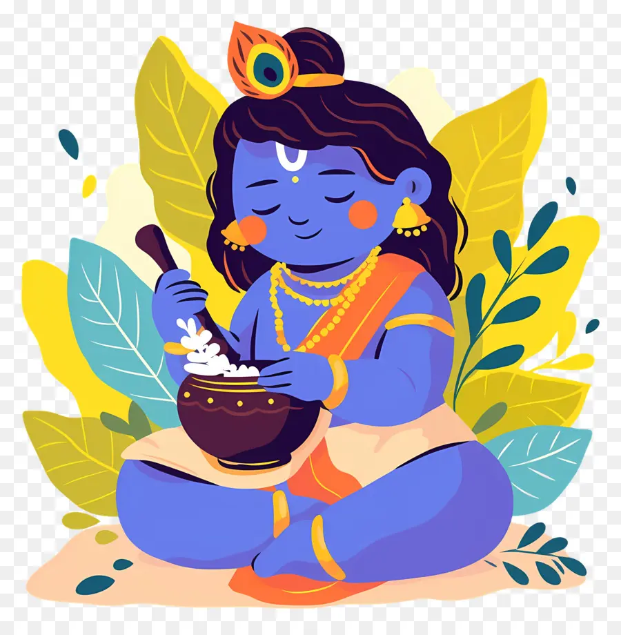 Bébé Krishna，Enfant Bleu Avec Pot PNG