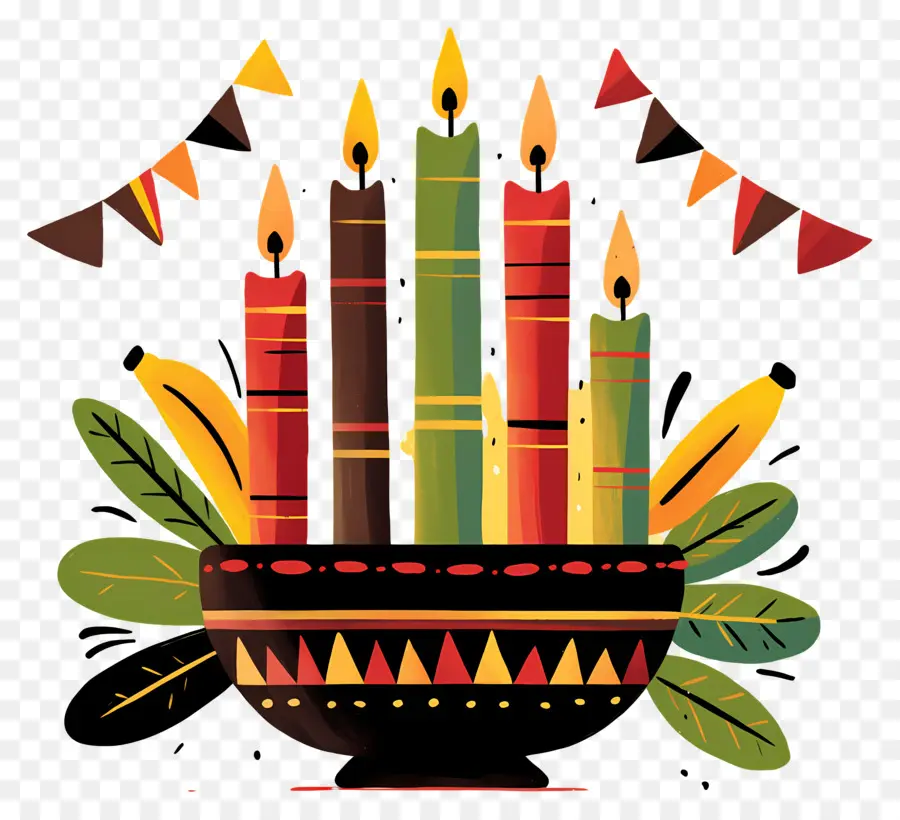 Joyeux Kwanzaa，Bougies Dans Un Bol PNG