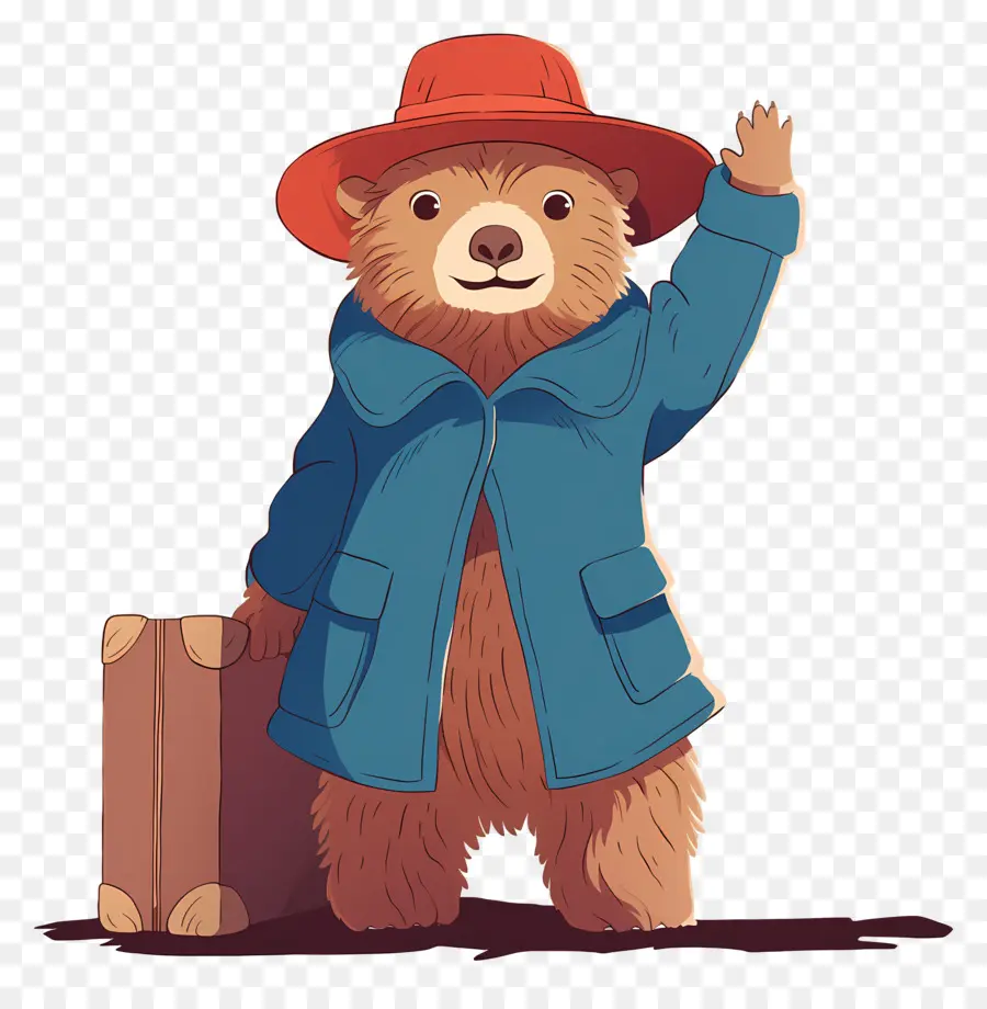 Paddington，Ours Avec Chapeau Rouge Et Valise PNG