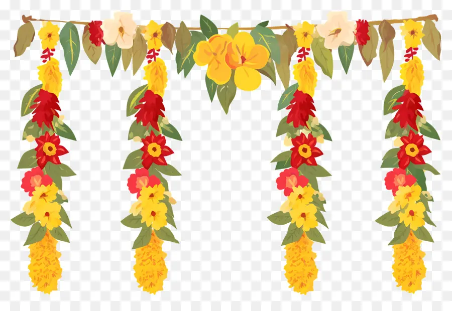 Guirlande De Fleurs Indiennes，Cordes Florales Suspendues PNG