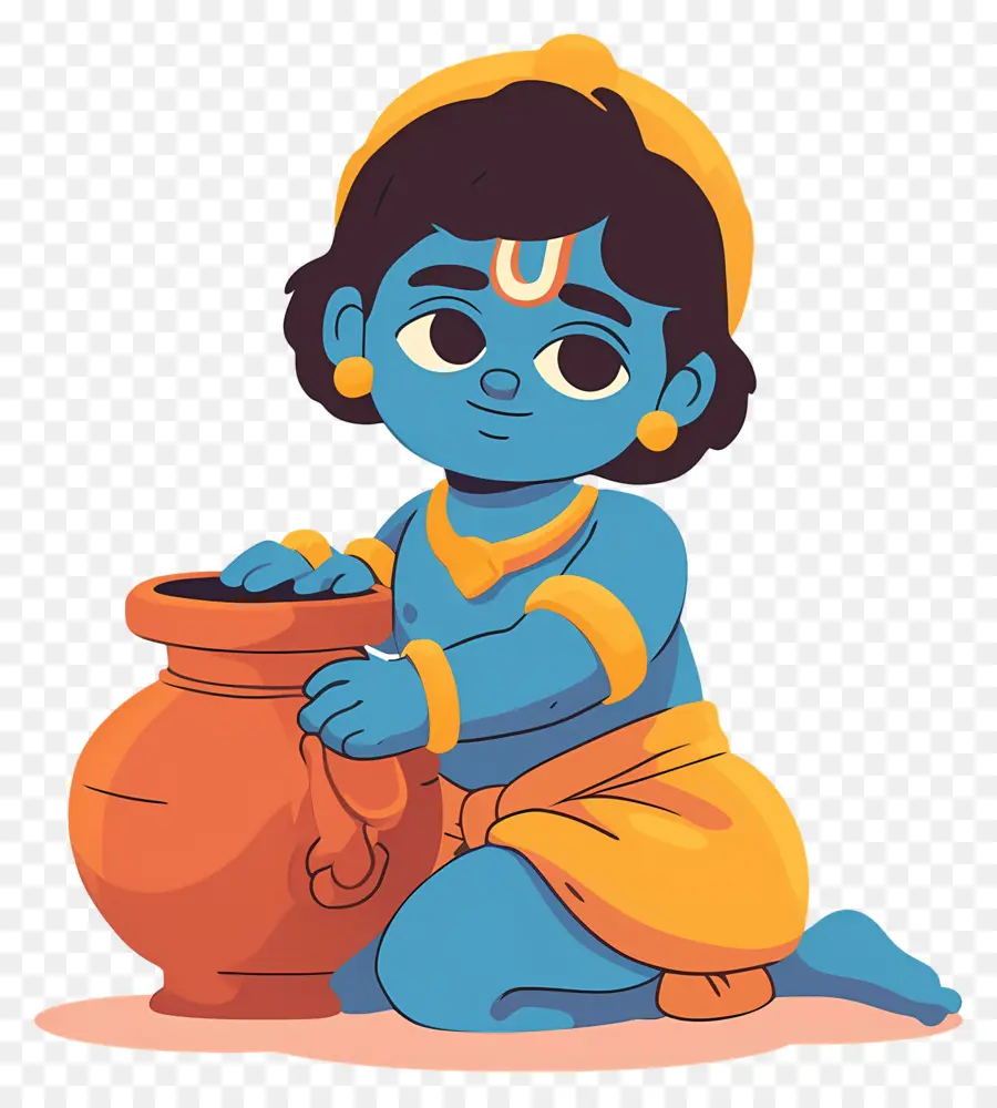 Bébé Krishna，Enfant Bleu Avec Pot PNG