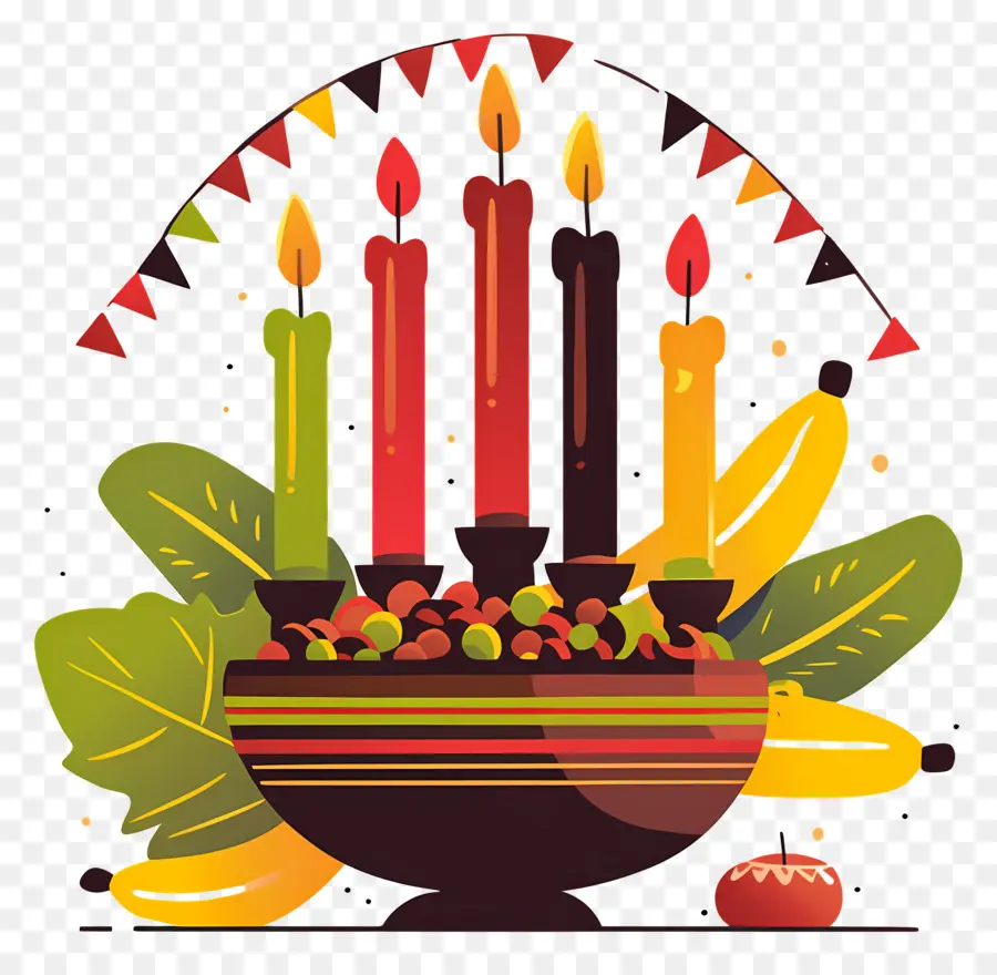 Joyeux Kwanzaa，Bougies Dans Un Bol PNG