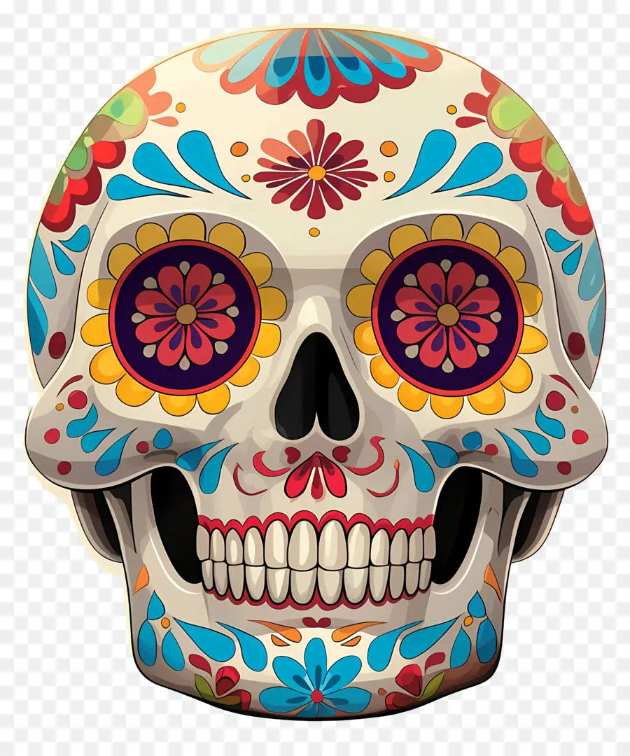 Crâne Mexicain，Crâne Coloré PNG