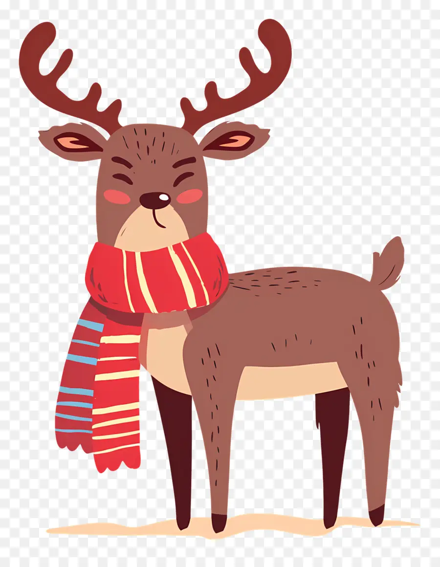 Cerf De Noël，Renne Avec écharpe Bleue PNG