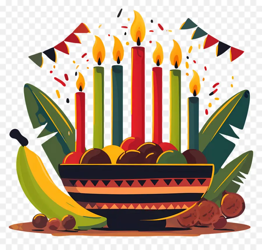 Joyeux Kwanzaa，Bougies Dans Un Bol PNG