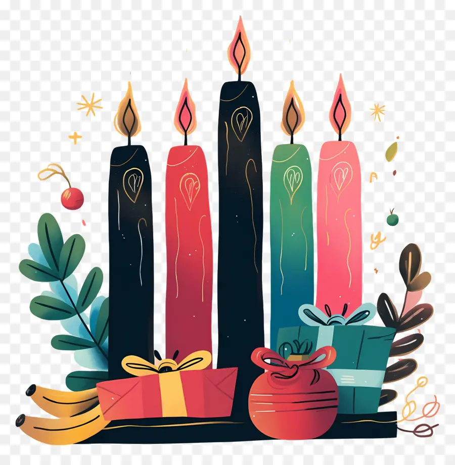 Joyeux Kwanzaa，Bougies Colorées PNG