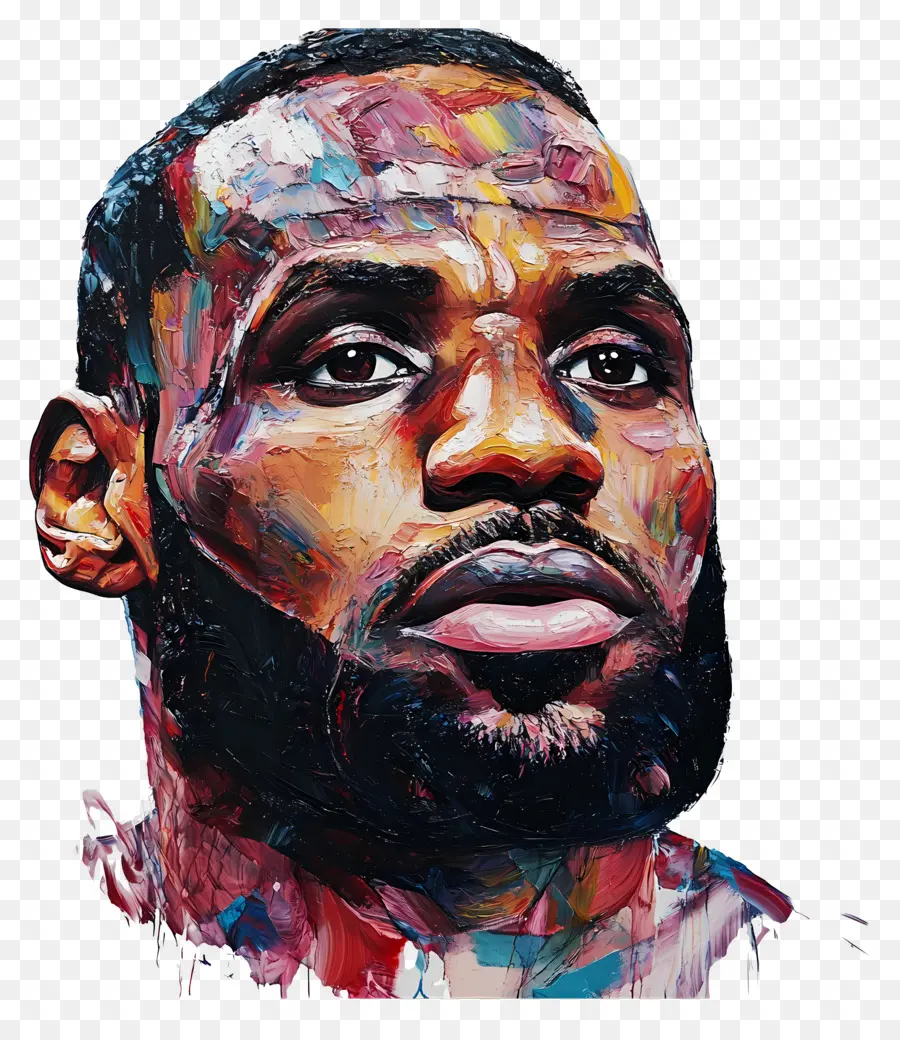 Lebron James，Portrait Coloré PNG