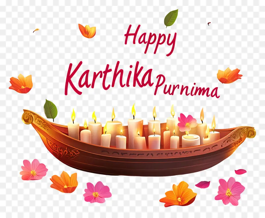 Karthika Purnima，Bateau Décoratif Avec Bougies PNG