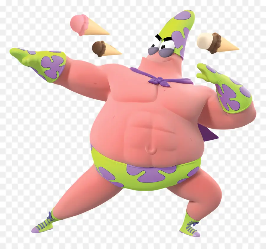 Patrick Étoile，Super Héros étoile De Mer Rose PNG