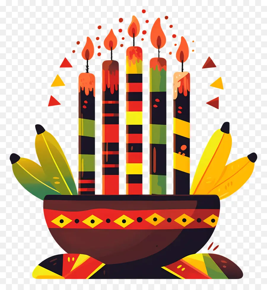 Joyeux Kwanzaa，Bougies Dans Un Bol PNG